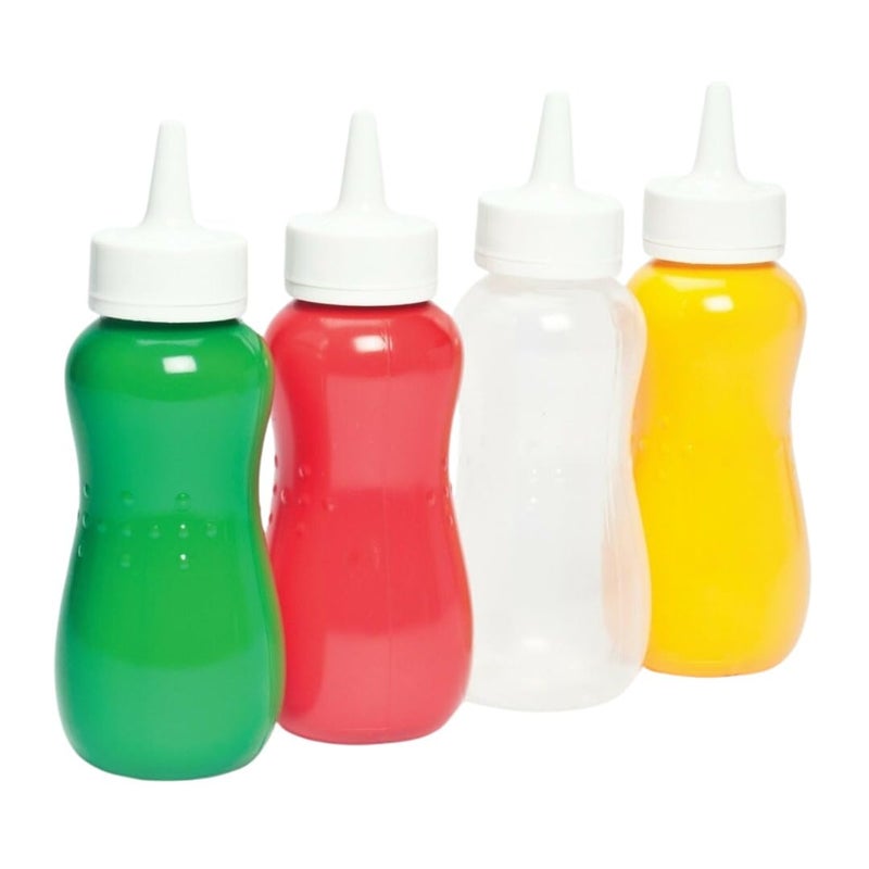 Gluman Squeezy Sauce Bottle For Clean & Mess-Free Dispensing | 100% Food Grade | Dishwasher Safe | Freezer Safe | Ergonomically Designed | Reusable Multicolor (Set Of 4), Plastic, 400 ml Each - Image 1