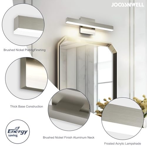 Joossnwell Bathroom Light Fixtures Brushed Nickel Vanity Lights Bar 5cct Dimmable Modern Bath Lighting Fixture Over Mirror Led Vanity Light for Bathroom 15.74 inch ETL Certificated - Image 3