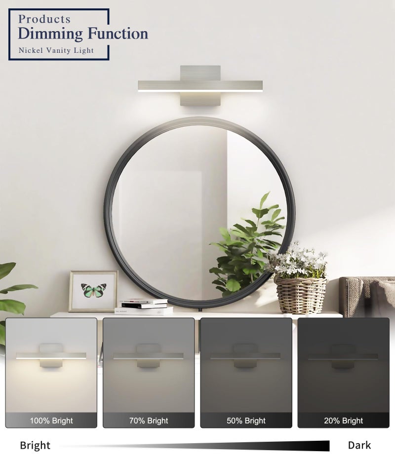 Joossnwell Bathroom Light Fixtures Brushed Nickel Vanity Lights Bar 5cct Dimmable Modern Bath Lighting Fixture Over Mirror Led Vanity Light for Bathroom 15.74 inch ETL Certificated - Image 4