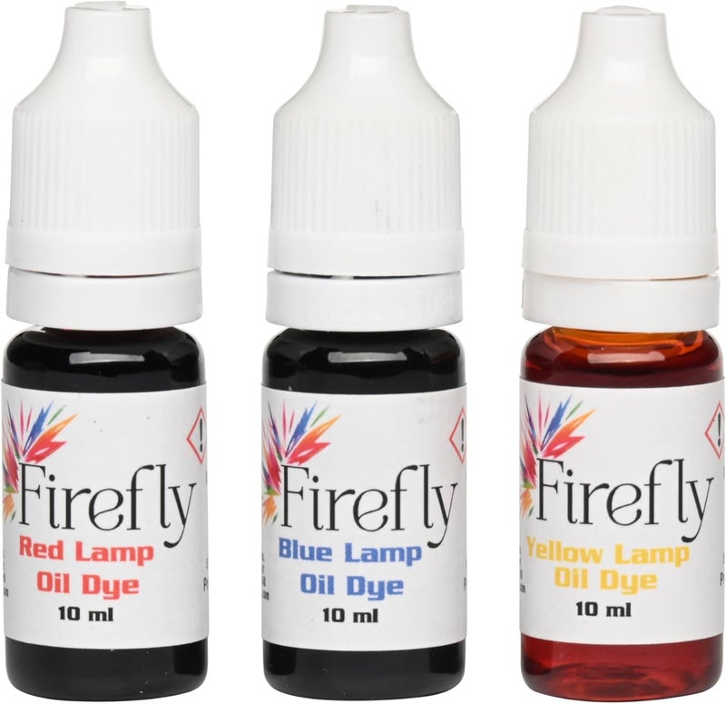 Firefly Fuels Lamp Oil Dye – Multi Color Drops for Paraffin or Tiki Torch Fuel - Custom-Colored Lamp Oils for Holiday Decor, DIY Projects, and Liquid Light Effects – 3 x 10ml Bottles - Image 1
