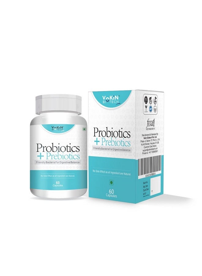 Vokin Biotech Probiotics+ Prebiotics Supplement 50 Billion Cfu For Women & Men With Prebiotics 150 mg | Probiotic Capsules For Digestion Support, Gut Health And Immunity - 60 Veg Capsules - Image 1