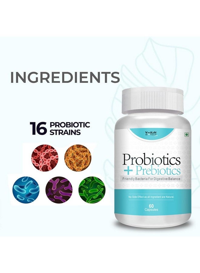 Vokin Biotech Probiotics+ Prebiotics Supplement 50 Billion Cfu For Women & Men With Prebiotics 150 mg | Probiotic Capsules For Digestion Support, Gut Health And Immunity - 60 Veg Capsules - Image 2