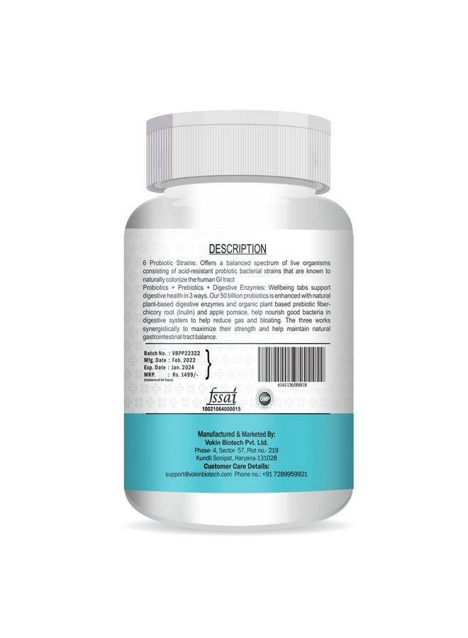 Vokin Biotech Probiotics+ Prebiotics Supplement 50 Billion Cfu For Women & Men With Prebiotics 150 mg | Probiotic Capsules For Digestion Support, Gut Health And Immunity - 60 Veg Capsules - Image 3