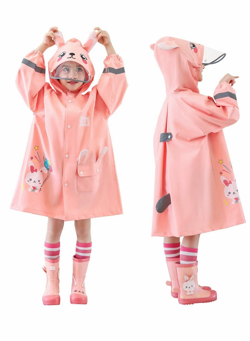 Excefore Kids RainCoat, Reusable Children's raincoats, 3D Cartoon Kids Rain Jacket with Storage Backpack - Image 1