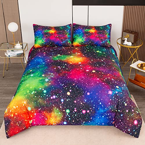 Tailor Shop Galaxy Comforter Set Colorful Outer Space Rainbow Bedding Set Twin for Girls Boys Kids Bedroom Decoration - Includes 1 Comforter 1 Pillowcase…… - Image 3