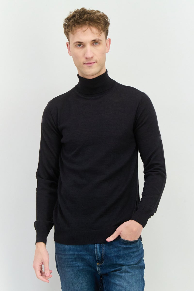 Sorbino Men Turtle Neck Textured Long Sleeves Sweatshirt, Dark Navy - Image 1