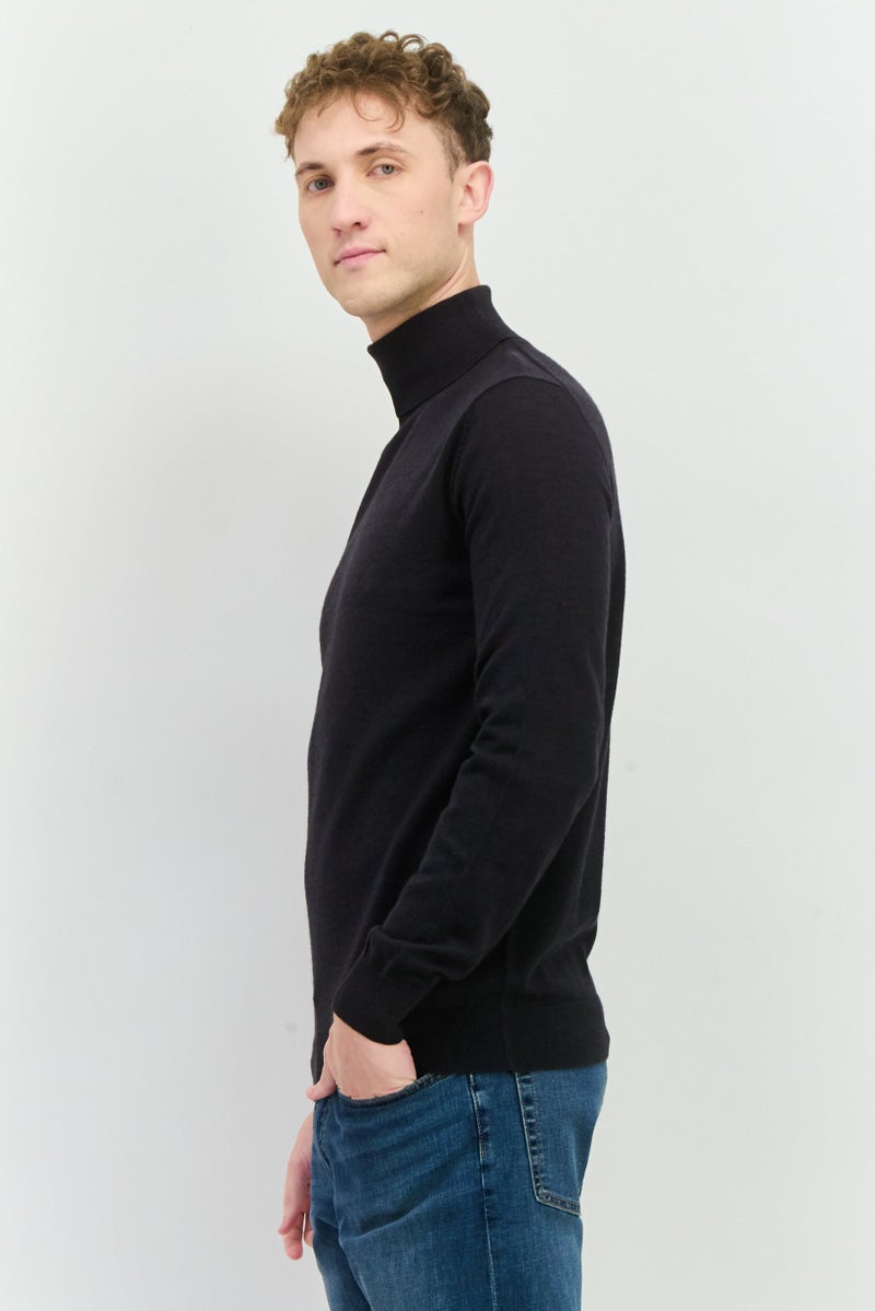 Sorbino Men Turtle Neck Textured Long Sleeves Sweatshirt, Dark Navy - Image 2