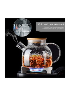 ARNOTEC Glass Teapot, Stovetop & Microwave Safe Glass Borosilicate Teapot, Glass Teapot with Strainer, Glass Pot with Wooden Lid, Loose Leaf and Fruit Tea and Fragrant Tea, 34oz/1000ml (Wooden Lid)  - Image 4