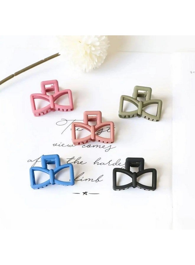ARYANSH SHOPPE New Little Bow Matte Design clutcher Frosted Color Korean Women Fashion Plastic Hair CLaw Small Clips/Clutcher (PACK OF 3) - Image 2