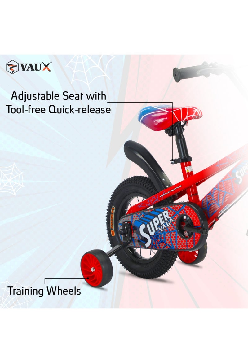 Vaux Super 14-Inch Kids Bike | 14-Inch Wheel Size| Adjustable Seat | With Basket, Handbrake, Mudguards And Training Wheels | Black Color - Image 3