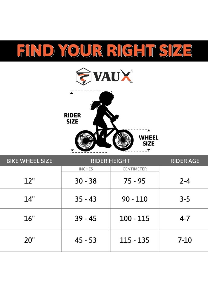 Vaux Super 14-Inch Kids Bike | 14-Inch Wheel Size| Adjustable Seat | With Basket, Handbrake, Mudguards And Training Wheels | Black Color - Image 5