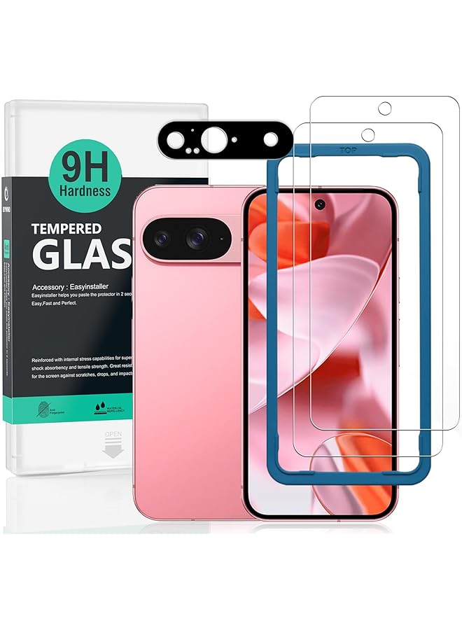 erorex 2 Pack Screen Protector For Google Pixel 9 5G 6.24 Inch 9H Hardness Tempered Glass With 1Pc Camera Lens Protector Easy To Install - Image 1