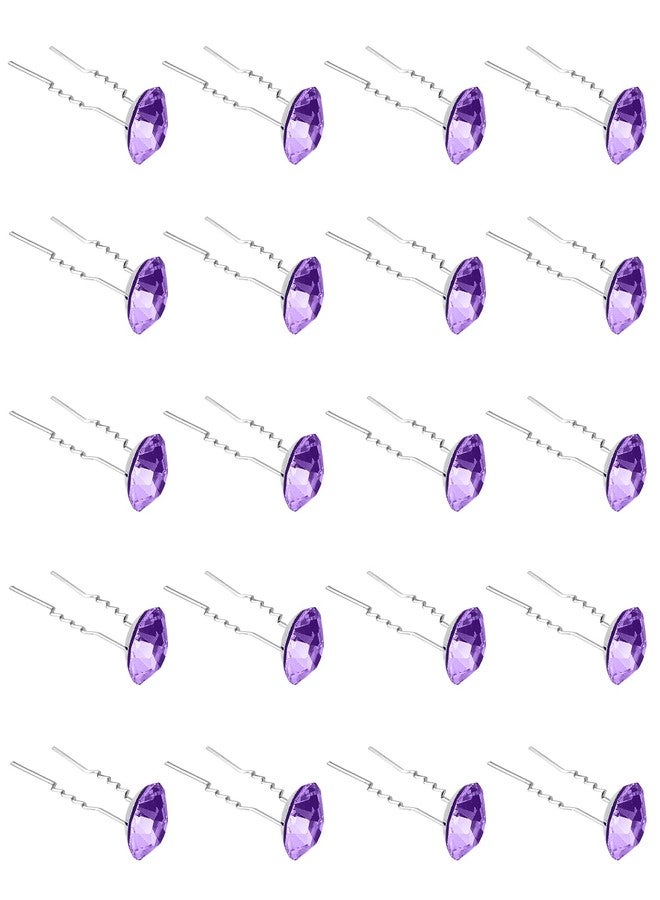 QIUTIMIY 20 Pack (Violet) Rhinestone Hair Pins Crystal Hair Clips for Bridal Wedding Women Hair Jewelry Accessories, with Clear Container - Image 1