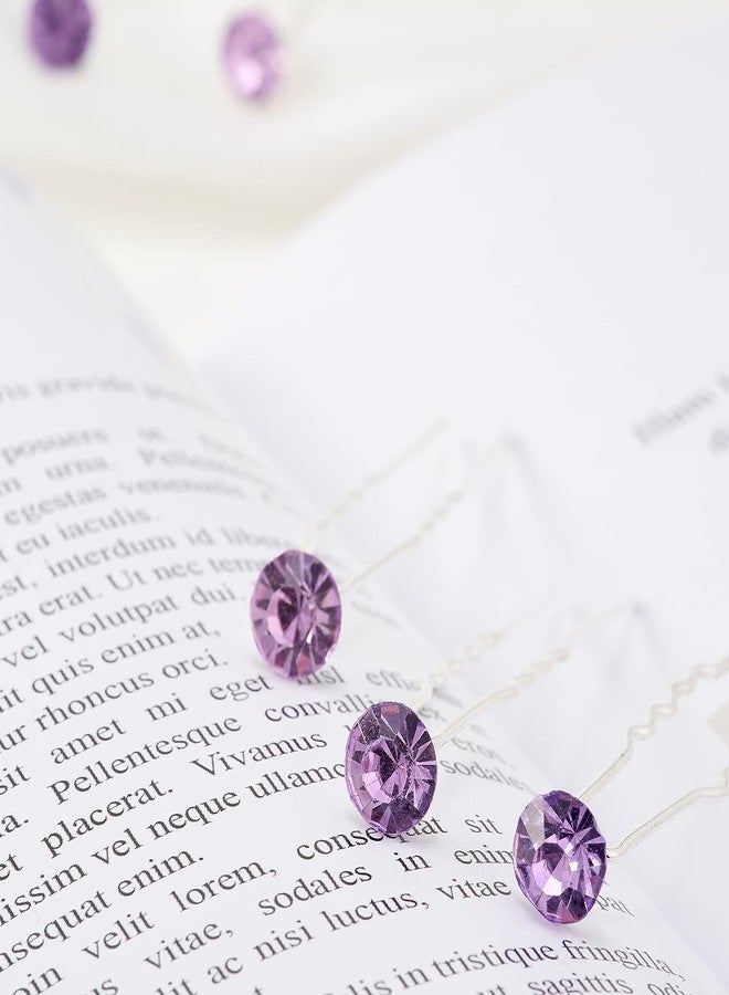 QIUTIMIY 20 Pack (Violet) Rhinestone Hair Pins Crystal Hair Clips for Bridal Wedding Women Hair Jewelry Accessories, with Clear Container - Image 3