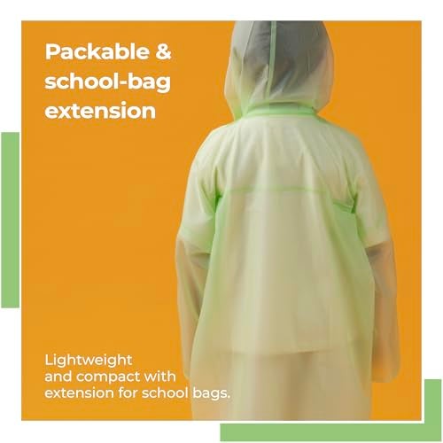 Lifelong Drench Dew Kids Raincoat for Boys & Girls (10-11 Years) | Waterproof Single-Layer PVC Long coat with Adjustable Hood | Lightweight Polyester | Unisex Standard Length Rain Jacket (Green) - Image 4