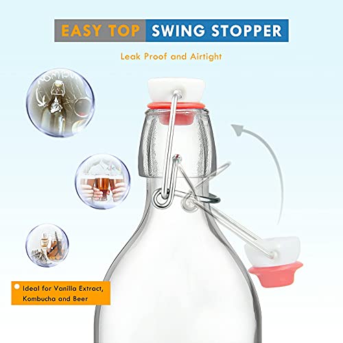 YEBODA 16oz Swing Top Bottles -Glass Beer Bottle with Airtight Rubber Seal Flip Caps for Home Brewing Kombucha,Beverages,Oil,Vinegar,Water,Soda,Kefir (6 Pack) (16 Oz- Set 6 (New)) - Image 4