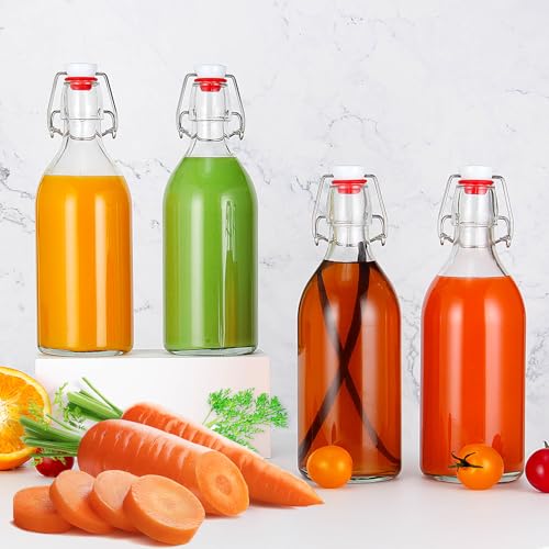 YEBODA 16oz Swing Top Bottles -Glass Beer Bottle with Airtight Rubber Seal Flip Caps for Home Brewing Kombucha,Beverages,Oil,Vinegar,Water,Soda,Kefir (6 Pack) (16 Oz- Set 6 (New)) - Image 2