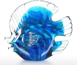 Tooarts Blue Tropical Fish Glass Sculpture Home Decoration Office Ornament, Christmas Birthday Gift - Image 1