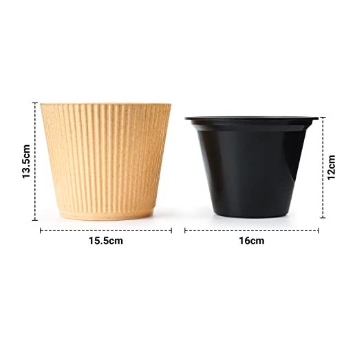 Livzing 6 inch Plastic Round Flower Pots Self Watering Pot with Drain Holes Gamla Gardening Plant Pot for Home Decor Planters for Indoor&Outdoor Plant Container Set Balcony (Pack of 5, Sandal Dot) - Image 2