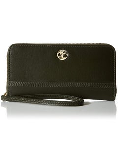 Womens Leather Rfid Zip Around Wallet Clutch With Strap Wristlet Grape Leaf One Size Us