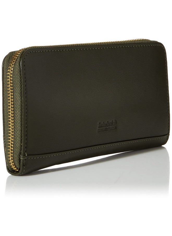 Timberland Womens Leather Rfid Zip Around Wallet Clutch With Strap Wristlet Grape Leaf One Size Us  - Image 2