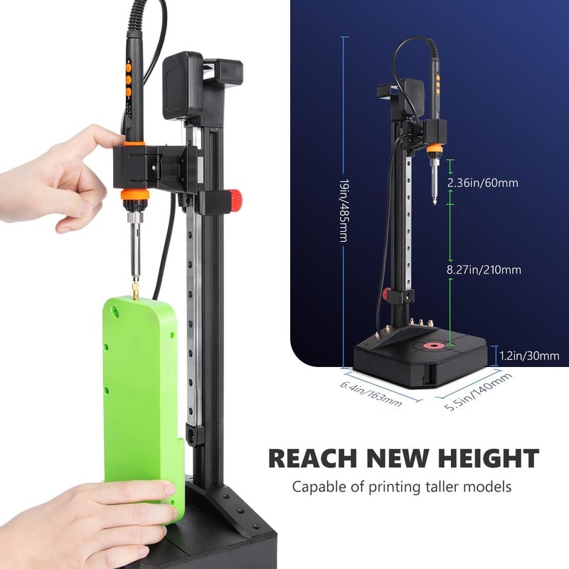 Mintion Vertical Heat Set Insert Press Tool | 90W Soldering Iron, 30 Brass Threaded Inserts (M3/M4/M5/M6/M8) & Heat-Set Tip | Compatible with PLA, ABS, PETG | for 3D Printed Components DIY Plastic Parts - Image 4