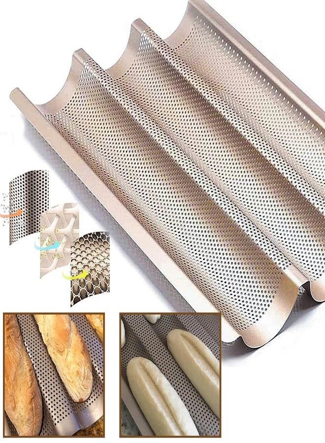 ILSSLI Baguette Pan, French Bread Baking Pan Perforated 3 Loaves Long Italian Bread Pan Mold Nonstick Baguettes Bakery Tray with Proofing Cloth,15"x11" - Image 4