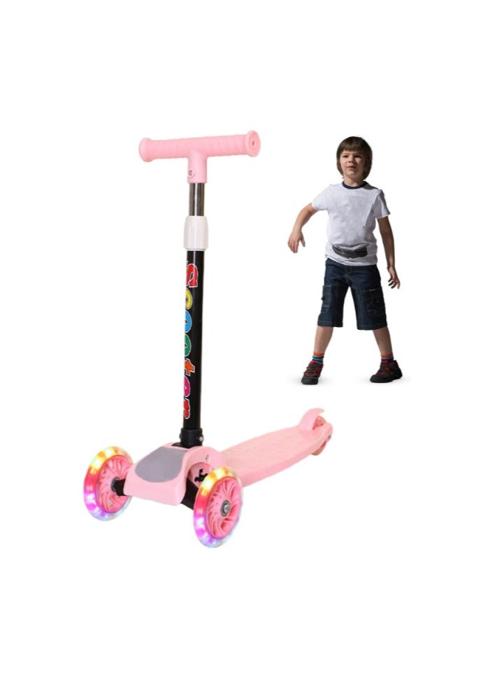 Kids Kick Scooter with Light-Up Wheels – 3-Wheel Scooter for Boys & Girls Ages 2–12 | Adjustable Handlebar Height, Lean-to-Steer, Extra-Wide Deck, Road King Model