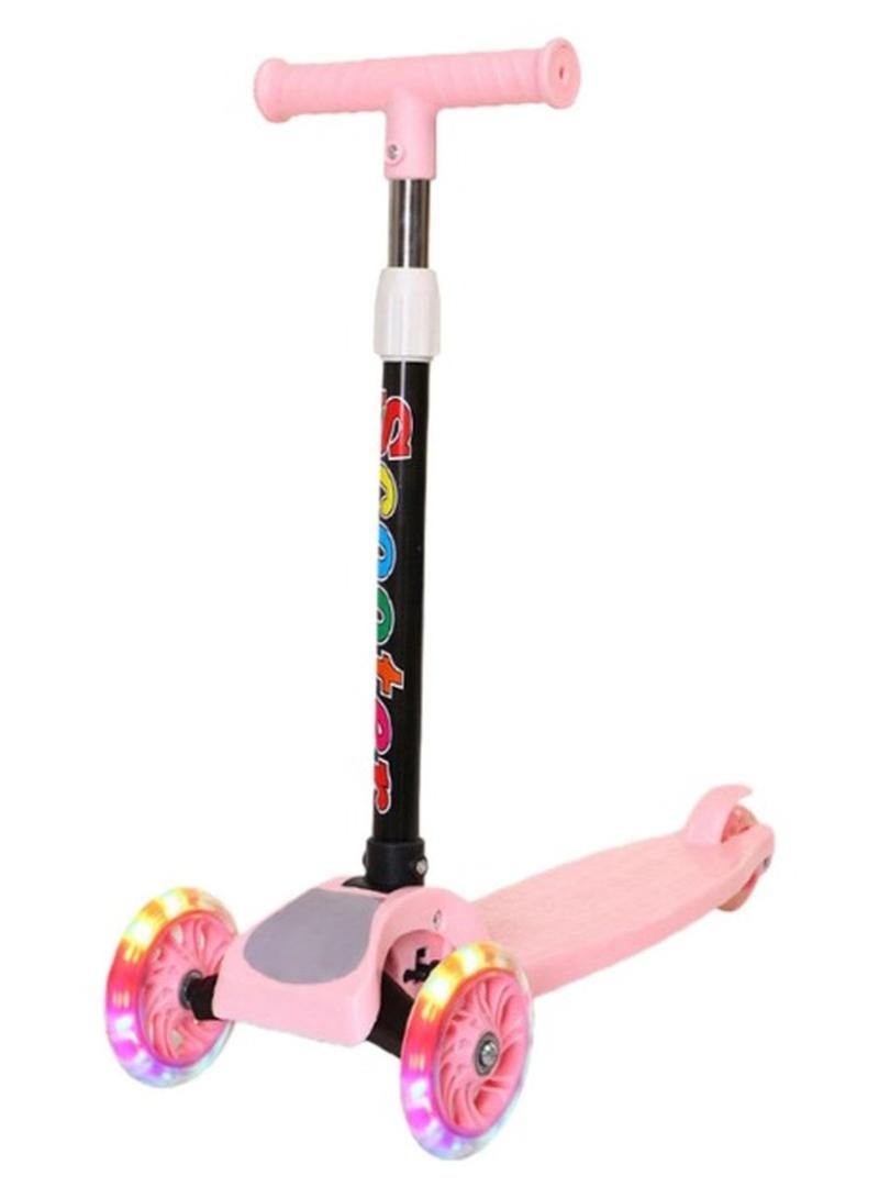 Beauenty Scooter For Kids,Adjustable&Folding 3 Wheel Scooter,LED Light Up Wheels,for 2-8 Years Old (Pink) - Image 1