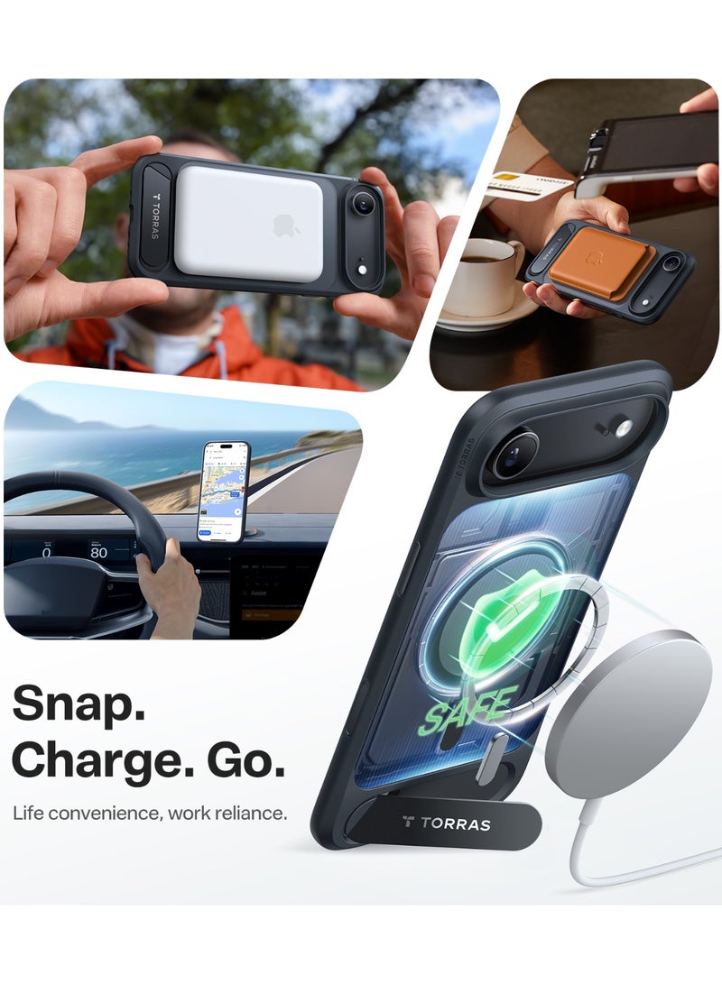 سلسلة Pstand، مغناطيس قوي، حامل سلس لجراب iPhone 17 Air، مناسب لـ MagSafe، حماية من السقوط بمعيار عسكري، جراب رفيع مع حامل قابل للتعديل، غير لامع شفاف - - Image 3