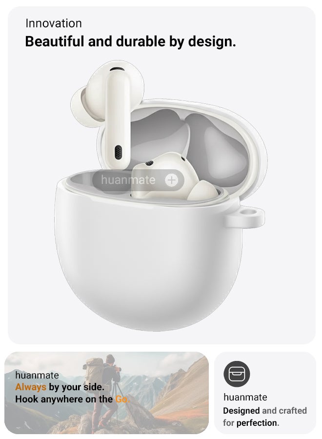 huanmate Huawei FreeBuds 7i Silicone Case Cover - White - Made with Soft Silicone, Lightweight & Durable - Stylish Design, Accurate Cut-outs, Easy Installation & Removal - Image 2
