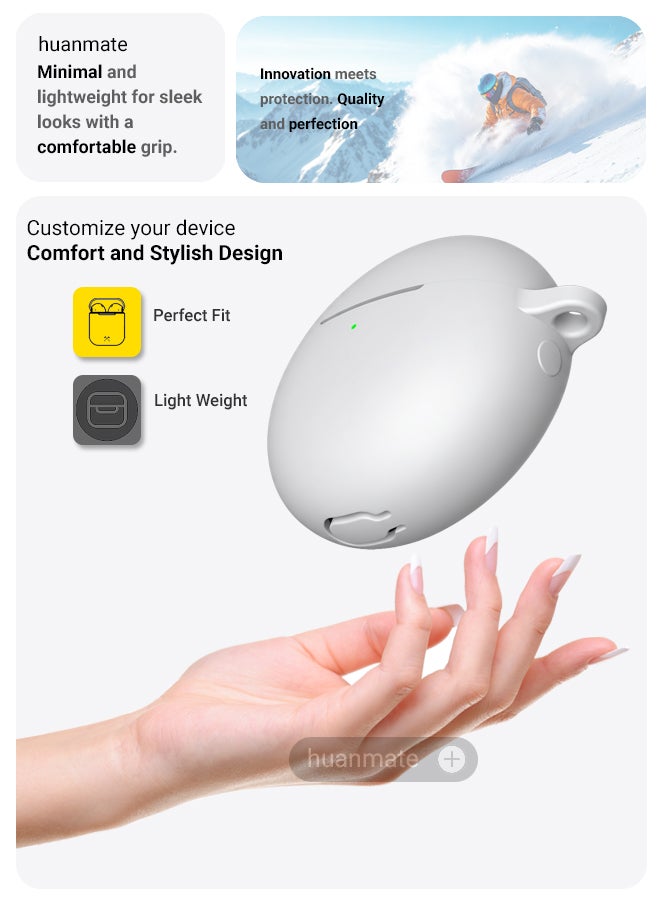 huanmate Huawei FreeBuds 7i Silicone Case Cover - White - Made with Soft Silicone, Lightweight & Durable - Stylish Design, Accurate Cut-outs, Easy Installation & Removal - Image 3