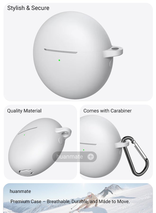 huanmate Huawei FreeBuds 7i Silicone Case Cover - White - Made with Soft Silicone, Lightweight & Durable - Stylish Design, Accurate Cut-outs, Easy Installation & Removal - Image 5