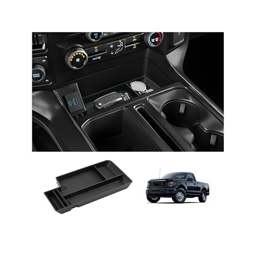 LUWU Center Console Organizer for 2021-2024 2025 Ford F150 & 2022-2024 F150 Lightning XLT Hidden Storage Tray Lower Storage Box 2025 F150 Accessories Fits into The Open Pocket in Front of The Shifter - Image 1
