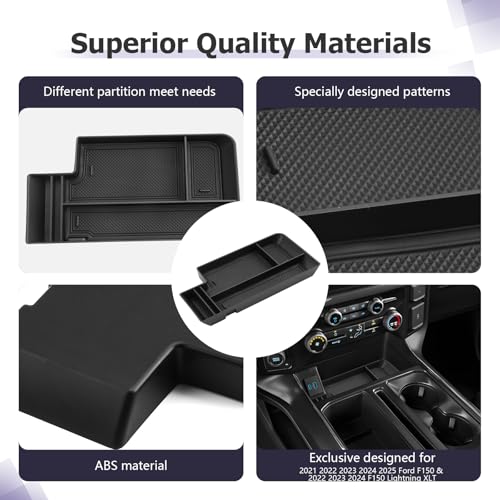 LUWU Center Console Organizer for 2021-2024 2025 Ford F150 & 2022-2024 F150 Lightning XLT Hidden Storage Tray Lower Storage Box 2025 F150 Accessories Fits into The Open Pocket in Front of The Shifter - Image 5