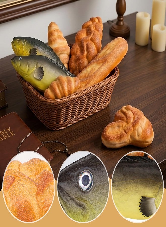 ياتينكيم 7 قطع من أرغفة وسمك معجزة يسوع للزينة، خبز وسمك مزيف - Image 3