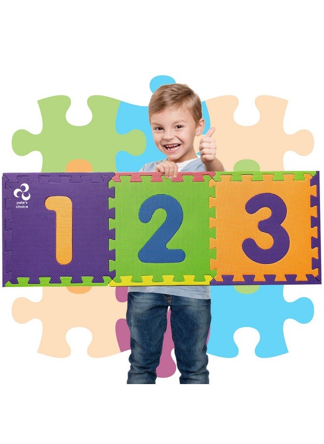 pete's choice - Safe Non Toxic Numbers Mat - Thick & Soft 0 To 9 Flooring Mat, 10 Tiles | Early Math Learning | Kids Learn & Play With Interlocking Puzzle Pieces - Image 1