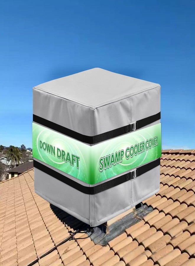 TWAKAP Down Draft Swamp Cooler Cover with 2 Tie Down Straps, Heavy Duty Down Draft Evaporative Cooler Cover, Waterproof Evaporative Cooler Down Discharge Covers, 34" W x 34" D x 36" H - Image 1