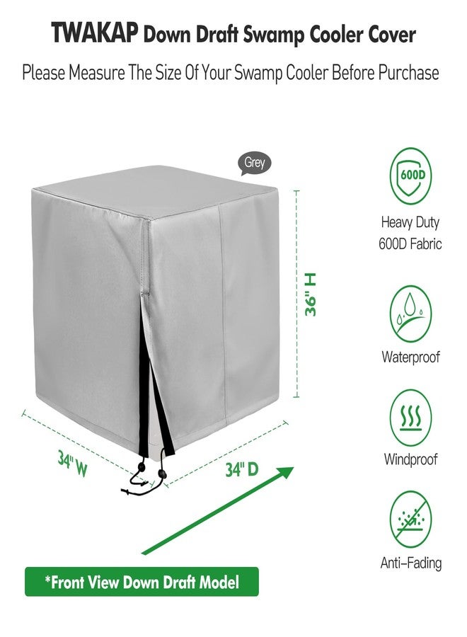 TWAKAP Down Draft Swamp Cooler Cover with 2 Tie Down Straps, Heavy Duty Down Draft Evaporative Cooler Cover, Waterproof Evaporative Cooler Down Discharge Covers, 34" W x 34" D x 36" H - Image 3