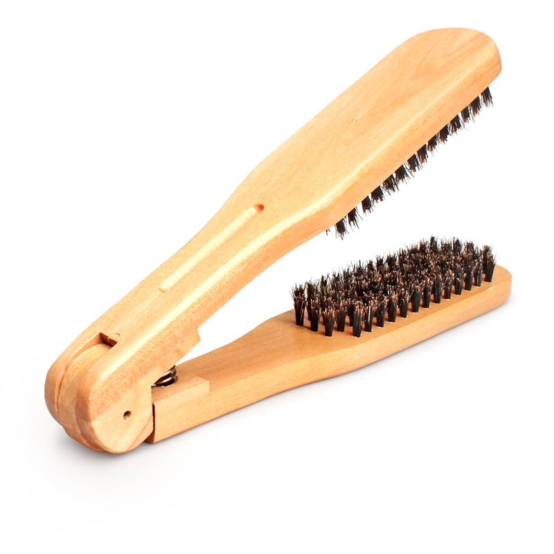 Amariver DIY Salon Hairdressing Hair Straightener Wooden Anti-static Dual-Brush Comb - Image 5