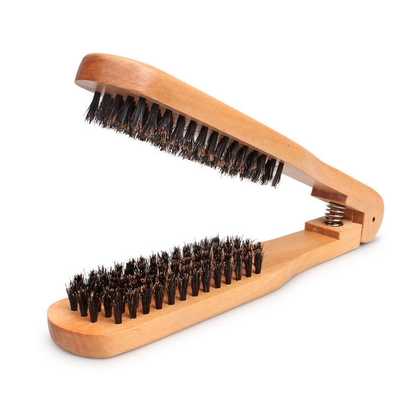 Amariver DIY Salon Hairdressing Hair Straightener Wooden Anti-static Dual-Brush Comb - Image 1