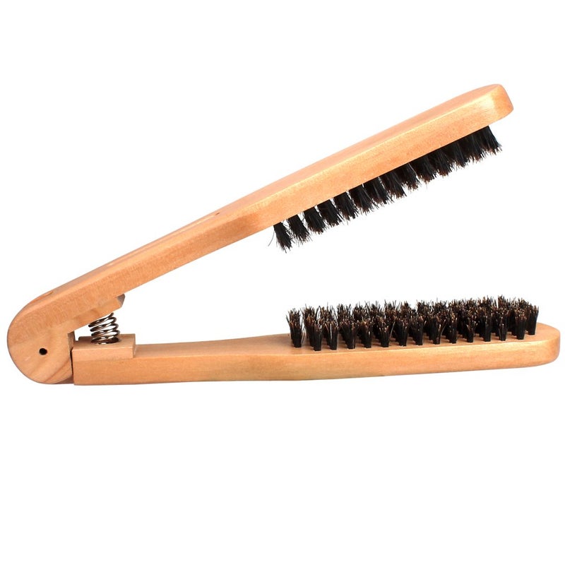 Amariver DIY Salon Hairdressing Hair Straightener Wooden Anti-static Dual-Brush Comb - Image 2