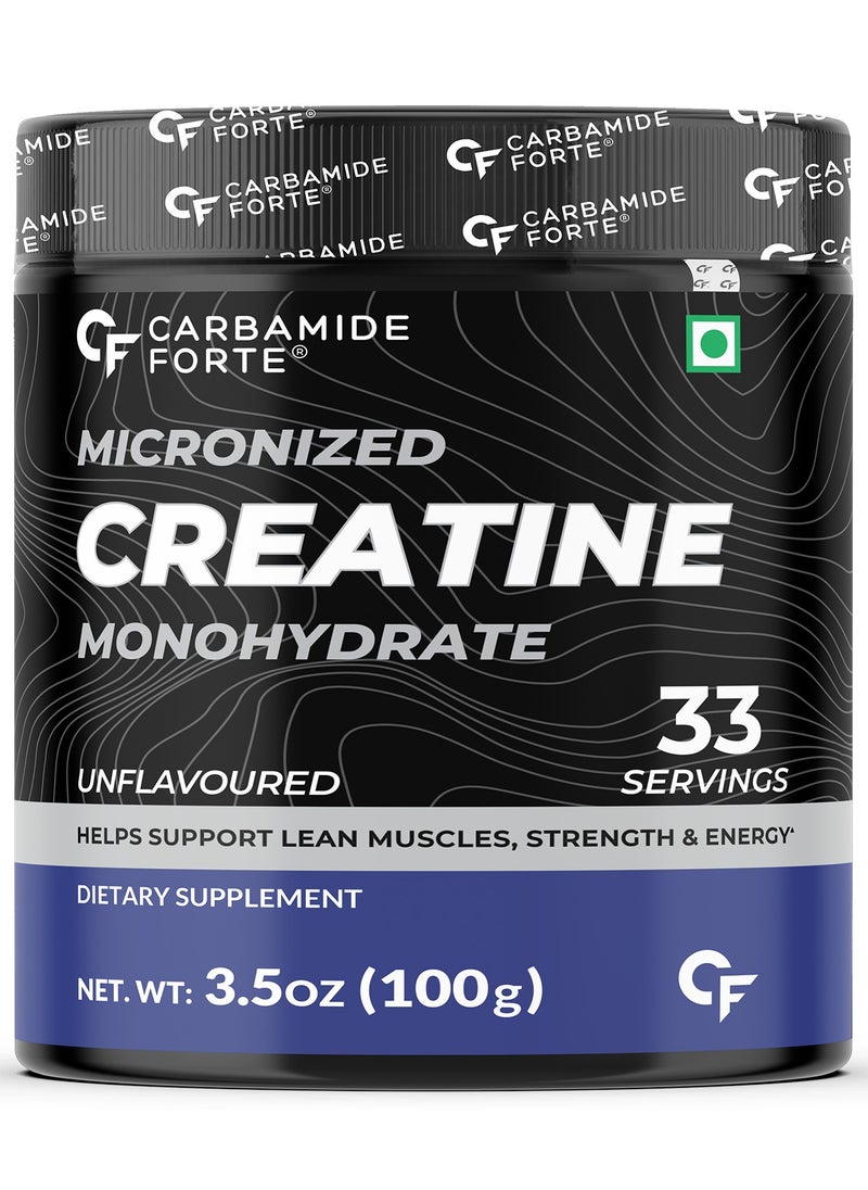 CARBAMIDE FORTE - Monohydrate Creatine Powder Micronized Creatine Monohydrate 100gm- Unflavoured - 33 Servings - 100g - Image 1