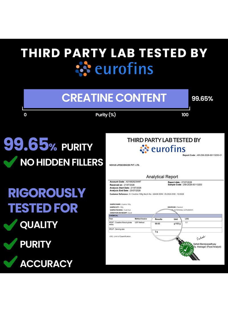 CARBAMIDE FORTE Monohydrate Creatine Powder Micronized Creatine Monohydrate 100gm- Unflavoured - 33 Servings - 100g - Image 3