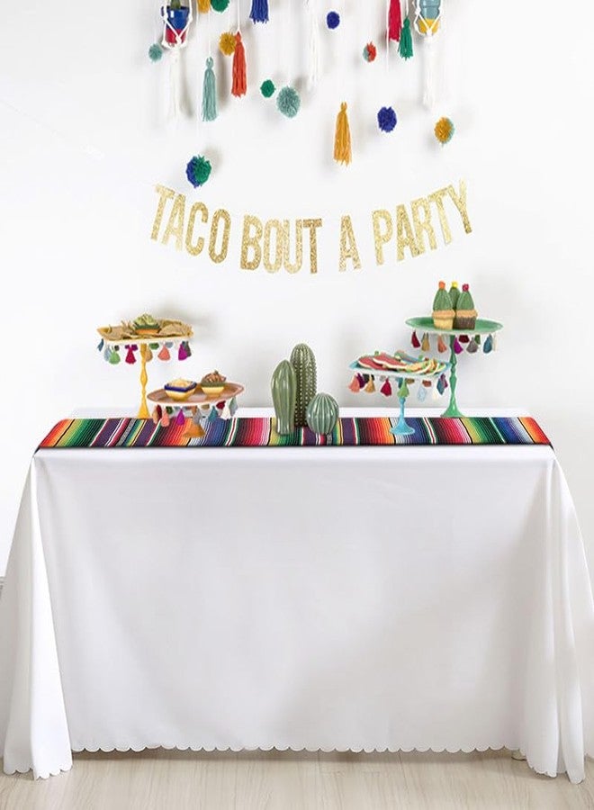 DUNCHATY Mexican Table Runner for Cinco de Mayo Decorations 2 Pcs 14" x 108" Hand Woven Serape Table Runner Fringe Cotton Mexican Fiesta Table Runner for Outdoors Wedding & Taco Tuesday Decor - Image 5