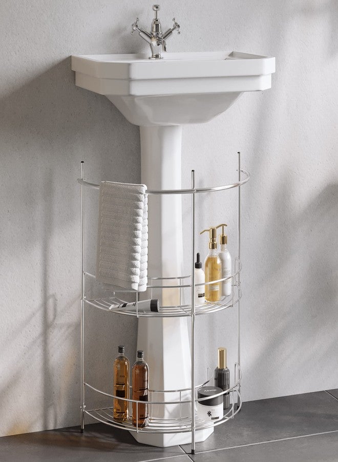 Lavish Home Pedestal Sink Organizer - Compact Under the Sink Rack with 2 Storage Shelves and Towel Holder - Space Saving Bathroom Storage by Lavish Home - Image 5