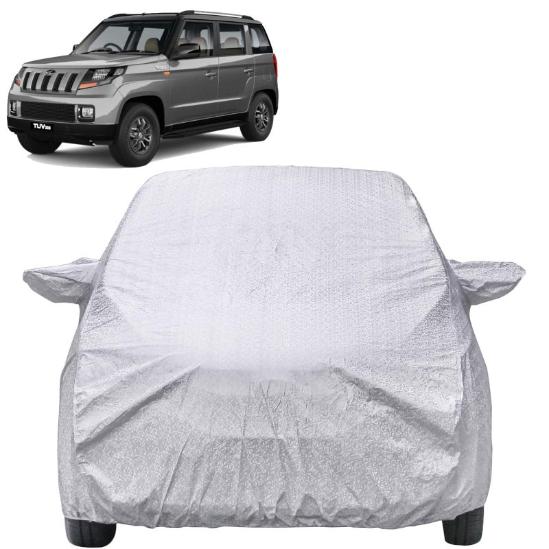 The Autostory Waterproof Car Body Cover Compatible with Mahindra TUV 300 with Mirror Pockets (Shinning Silver) - Image 5