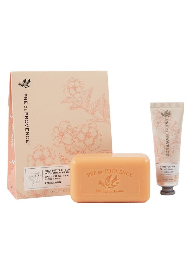 Pre De Provence Gift Set Includes 150 Gram Soap Bar & 1 Fl Oz Hand Cream Made In France Infused With Shea Butter Persimmon - Image 1
