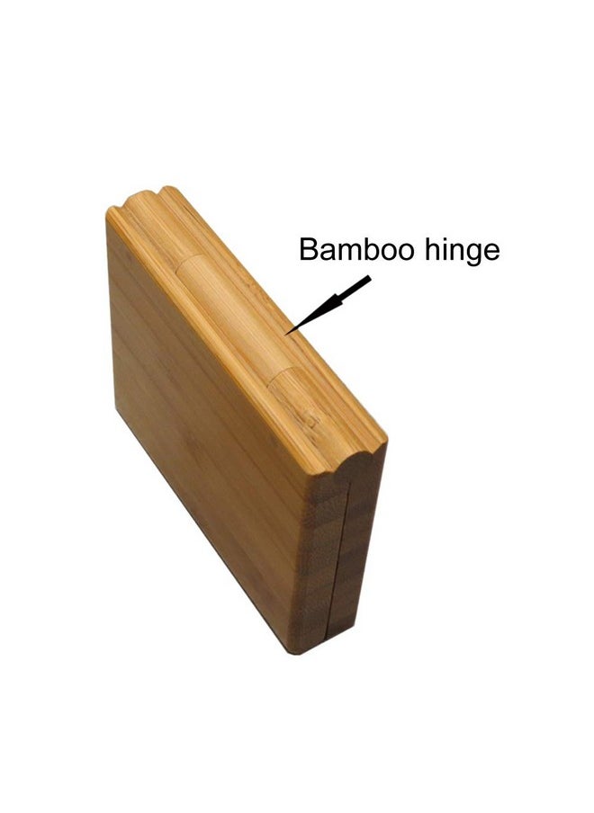 lasenersm - 1 Piece Bamboo Empty Eye Shadow Case Box Double Grid Tinplate Palette Pans Bamboo Eyeshadow Case Magnetic Eyeshadow Palette Cosmetics Organizer Container With Makeup Brush For Eye Shadow Blush Powder - Image 1