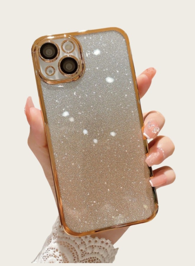 iPhone 14 Glitter Luxury Case: Metal Plated Shockproof Cover with Camera Lens Protector | Summer Sale - Image 1